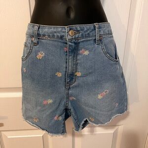 No Boundaries Floral Blue Jean Shorts